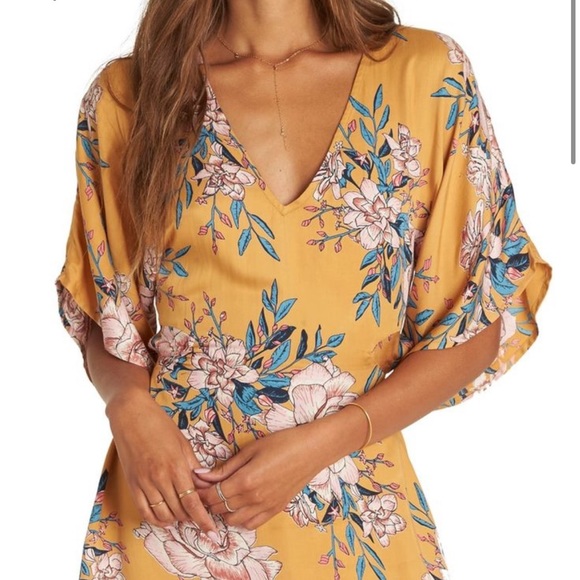 BEAUTIFUL GOLD FLORAL BILLABONG DRESS - Picture 3 of 11